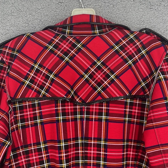 Nygard red & black womens trench coat pockets button front jacket medium belt - Picture 11 of 11